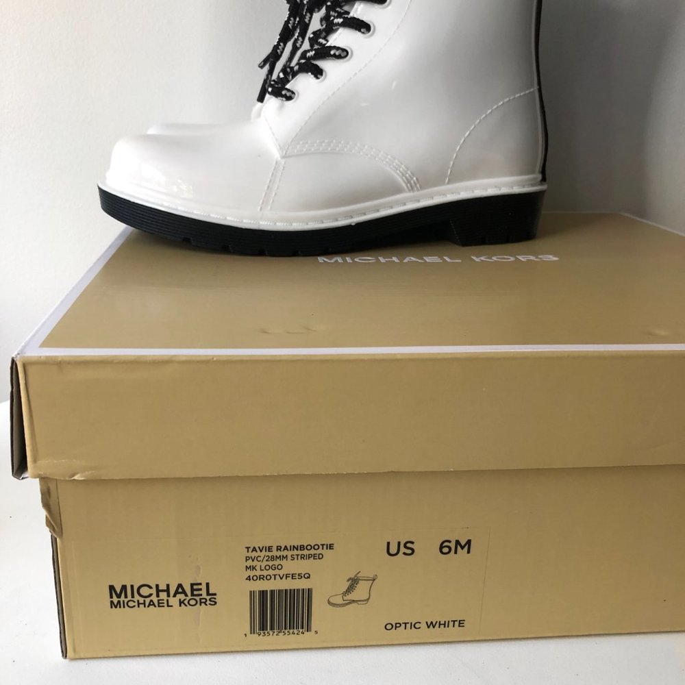 Michael Kors white lace up combat rain boots - Picture 10 of 14